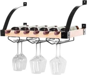 img 4 attached to 🍷 Wall Mounted Wine Rack with Stemware Organizers for Home Kitchen - Holds up to 6 Bottles