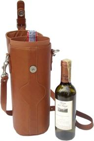 img 1 attached to 🍷 Piel Leather Single Deluxe Wine Carrier - Saddle, Size: One