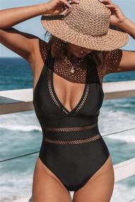 img 2 attached to 👙 Beachsissi Women's Deep V Neck Cross Back One Piece Swimsuit - Sexy Bathing Suit