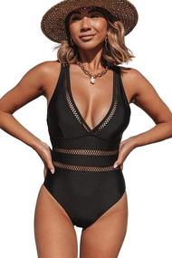 img 4 attached to 👙 Beachsissi Women's Deep V Neck Cross Back One Piece Swimsuit - Sexy Bathing Suit