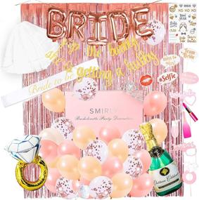 img 4 attached to 🎉 SMIRLY Bachelorette Party Decorations Kit: Premium Rose Gold Bridal Shower Supplies Set with Bachelorette Sash, Veil, Bride Balloons, and More!