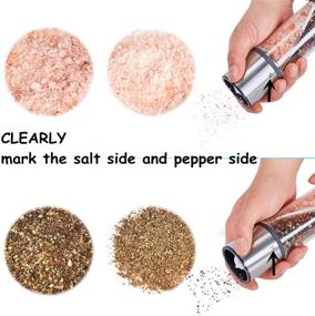 img 1 attached to 🧂 LHS Stainless Steel Manual 2-in-1 Salt and Pepper Grinder - Adjustable Coarseness, Spice Mill Grinder Shaker for Salt, Pepper, and Spices