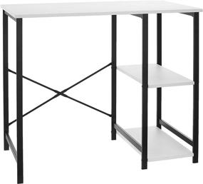 img 4 attached to Amazon Basics Classic Home Office Computer Desk 💻 with Shelves - 29.5x19.6x35.5 Inches, White: Sleek and Functional Workstation