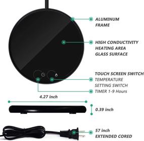 img 3 attached to Подставка для чашек с кофе на стол - умное управление, двойной контроль температуры (ЧЕРНАЯ)