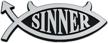 sinner chrome auto emblem 2 25 logo