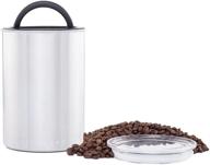 🔒 airscape medium stainless steel canister for coffee and food storage - preserves freshness with patented airtight lid, equipped with two-way valve, brushed steel finish, 7-inch can logo