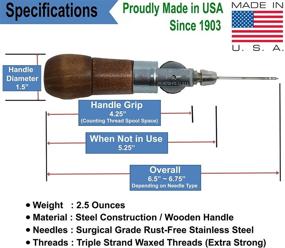 img 1 attached to 🧵 USA-Made Handheld Sewing Awl Tool for Military Garments - Lock Stitching Kit for Army Fabric, Canvas, and Leather with 3 Thread Colors - Improved SEO