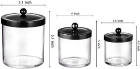 img 1 attached to 🔒 Premium Quality Apothecary Jars: Clear Plastic Storage with Rust Proof Stainless Steel Lids - Set of 3 Black Canisters for Bathroom Vanity Countertop Organization & Décor