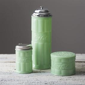 img 2 attached to 🍽️ TableCraft Coca-Cola Jadeite Green Salt Cellar with Lid - 4.25 x 4.25 x 3.75 inches