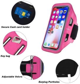 img 3 attached to 📱 Water Resistant Phone Armband: Triomph Cell Phone Holder for iPhone Xs Max, XR, X, 8 Plus, 7/6/6S Plus, iPod Samsung Galaxy S9 Plus, S8 Plus - Adjustable Elastic Band, Key Card Holder - 6.8''