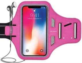 img 4 attached to 📱 Water Resistant Phone Armband: Triomph Cell Phone Holder for iPhone Xs Max, XR, X, 8 Plus, 7/6/6S Plus, iPod Samsung Galaxy S9 Plus, S8 Plus - Adjustable Elastic Band, Key Card Holder - 6.8''