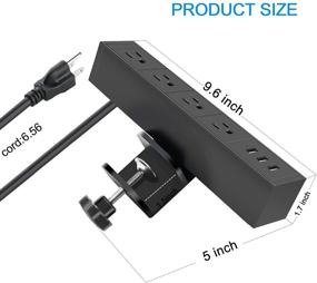 img 1 attached to 💡 Металлическая настольная клемма CCCEI с USB-портами, станция питания со встроенной защитой от перенапряжения и 4 розетками, 380J, подходит для столов толщиной до 1,8 дюйма, сетевой шнур 6 футов, черный