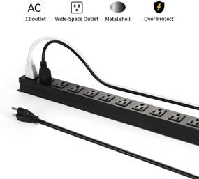 img 3 attached to 💡 Premium Black Metal Power Strip with 12 Outlets, 6 ft Extension Cord - 15A / 125V / 1875W/ 60Hz