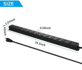 img 2 attached to 💡 Premium Black Metal Power Strip with 12 Outlets, 6 ft Extension Cord - 15A / 125V / 1875W/ 60Hz