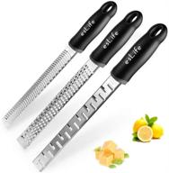 🔪 eslife grater for kitchen: 3 pack zester stainless steel, ideal for cheese, lemon, chocolate, ginger, potato, vegetable & fruit - top kitchen tool! logo