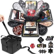 🎁 wanateber creative explosion gift box: capture and cherish memories with a diy love memory scrapbook and photo album box - a perfect birthday, anniversary, wedding, or valentine's day surprise (black) logo