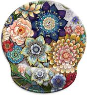 🌼 hopony ergonomic mouse pad with wrist support - comfortable gel mousepad for laptop - pain relief & non-slip base - 9 x 10 in - boho floral design logo