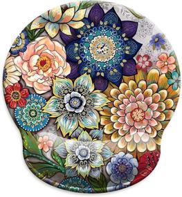 img 4 attached to 🌼 HOPONY Ergonomic Mouse Pad with Wrist Support - Comfortable Gel Mousepad for Laptop - Pain Relief & Non-Slip Base - 9 x 10 in - Boho Floral Design