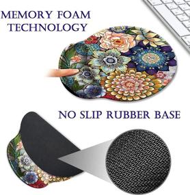 img 1 attached to 🌼 HOPONY Ergonomic Mouse Pad with Wrist Support - Comfortable Gel Mousepad for Laptop - Pain Relief & Non-Slip Base - 9 x 10 in - Boho Floral Design