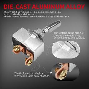 img 1 attached to DaierTek Automotive Toggle Switch: Heavy Duty 50A 12VDC Rocker Switch - 2 Position, Metal Chrome Plated, Screw Terminal