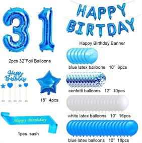 img 3 attached to Minhero Lee Blue 31st Birthday Decoration Set: Birthday Banner, Number 31 Balloons, Sash, Cake Topper & Latex Confetti Balloons – Ideal Party Supplies for Boys & Men Turning 31!