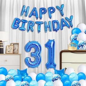 img 2 attached to Minhero Lee Blue 31st Birthday Decoration Set: Birthday Banner, Number 31 Balloons, Sash, Cake Topper & Latex Confetti Balloons – Ideal Party Supplies for Boys & Men Turning 31!