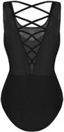 🩰 agoky women's criss cross back ballet dance gymnastics leotard: sleeveless, mesh splice bodysuit with stylish flair логотип