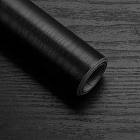 img 4 attached to 🌲 Heroad Brand Black Contact Paper for Cabinets: Authentic Wood Grain Effect Black Wallpaper | Peel and Stick, Self Adhesive Wallpaper Roll | 1.5'x6.5' Dimensions