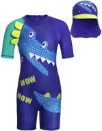 👦 jurebecia swimsuits for little boys: one-piece rash guard set with hat - upf 50+ swimwear for pool parties and water sports logo