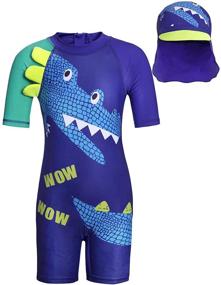 img 4 attached to 👦 Jurebecia Swimsuits for Little Boys: One-Piece Rash Guard Set with Hat - UPF 50+ Swimwear for Pool Parties and Water Sports