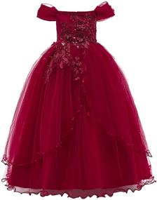 img 4 attached to 👸 Princess Girls' Clothing: Birthday & Communion Dresses with Shoulder Embroidery