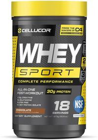 img 4 attached to Оптимизированный протеиновый порошок Cellucor Whey Sport шоколадного вкуса - напиток для восстановления после тренировки с изолятом сывороточного протеина, креатином, глутамином | 18 порций.