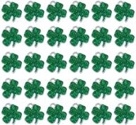 pack of 30 lucky shamrock assorted enamel women's green sequin dangle pendants - st. patrick's day four leaf clover charm pendant set for diy jewelry making accessories, earrings, necklaces, anklets, bracelets, crafting logo