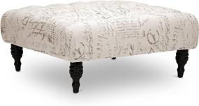 img 4 attached to ✨ Baxton Studio Keswick Script Print Modern Tufted Ottoman in Elegant Beige - Stylish and Functional Accent Piece for Any Space