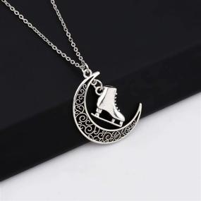 img 1 attached to 🌙 BEKECH Skater Necklace: Embrace Your Love for Ice Skating with a Stylish Crescent Moon Pendant