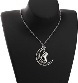 img 2 attached to 🌙 BEKECH Skater Necklace: Embrace Your Love for Ice Skating with a Stylish Crescent Moon Pendant