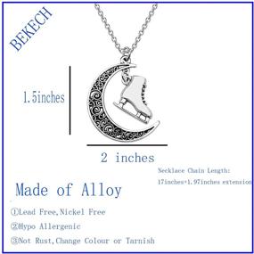 img 3 attached to 🌙 BEKECH Skater Necklace: Embrace Your Love for Ice Skating with a Stylish Crescent Moon Pendant