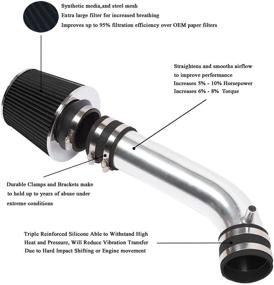 img 3 attached to 🔧 3" Холодный воздухозаборник с фильтром | Совместим с 03-06 Infiniti FX35 G35 & Nissan 350Z 3.5L V6 (черный)