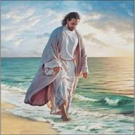 5d diamond painting kit for adults & children - nyebs diy full drill jesus walking on beach rhinestone embroidery - wall decoration size 16x16 inches (full round drill) logo
