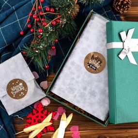 img 2 attached to 🎁 Оптовая бумага для упаковки подарков Whaline Christmas Metallic без кислоты - бумага с серебристыми снежинками 20"x28" - большой размер для дома, рукоделия, подарочных сумок, новогоднего декора - 60 листов