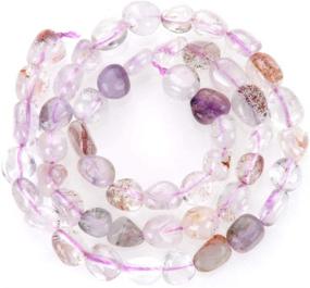 img 3 attached to 🔮 Natural Super Seven Quartz Gemstone Beads - 6mm to 10mm Free Form Oval Tumbled Pebble Stones - 15 inch Strand (Amethyst, White Smoky Quartz, Cacoxenite, Goethite, Lepidocrocite, Rutile) GZ12-36