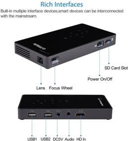 img 3 attached to 📽️ PTVDISPLAY Карманный портативный мини-проектор: 1080P Pico Bluetooth Видео WiFi DLP проектор - Android 7.1 поддержка HDMI USB TF карты - Беспроводной дисплей для iPhone Домашний кинотеатр
