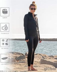 img 1 attached to 👚 Ultimate Comfort and Style: Global Blank Women's Slim Fit Lightweight Full Zip Up Yoga Workout Jacket