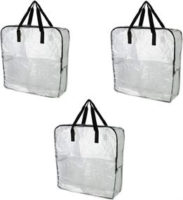 img 3 attached to 🛍️ Set of 3 - Jumbo Transparent Organizer Bag for Clothes, Underbed Storage, Garage and Recycling