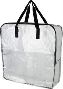 img 1 attached to 🛍️ Set of 3 - Jumbo Transparent Organizer Bag for Clothes, Underbed Storage, Garage and Recycling