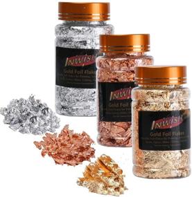 img 4 attached to INWISH Gold Flakes, Glitter & Metallic Leaf for Resin Art Supplies, Lip Gloss Making, Foil Nail Art, Jewelry - Gold, Silver, Rose Gold Colors, 15g (3 Bottles)