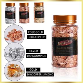 img 3 attached to INWISH Gold Flakes, Glitter & Metallic Leaf for Resin Art Supplies, Lip Gloss Making, Foil Nail Art, Jewelry - Gold, Silver, Rose Gold Colors, 15g (3 Bottles)