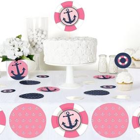 img 1 attached to Ahoy - Nautical Girl - Giant Circle Confetti: Perfect Party Decorations for Baby Showers or Birthdays - 27 Count