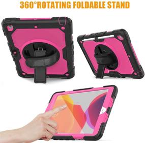 img 1 attached to TSQ iPad Case 10.2 Inch 9th 8th 7th Generation for Kids Girls - Heavy Duty Rugged Cover with Screen Protector, Pencil Holder, Kickstand, and Shoulder Strap - Rose Red