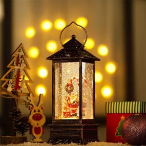 img 1 attached to 🎅 Enchanting Christmas Decor Snow Globe Lantern: Musical Water-filled Crystal with Glittering Santa Claus, Perfect for Garden and House Decoration